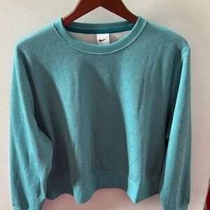 Nike Teal Ribbed waffle knit long sleeve shirt